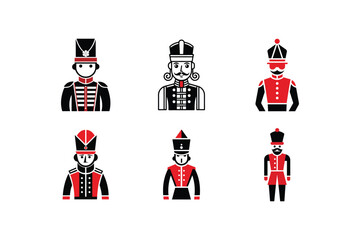 Fototapeta premium Nutcracker Soldier Vector Set