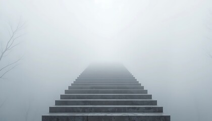 Stairway Leading Into Fog or Mist, Mysterious and Ethereal
