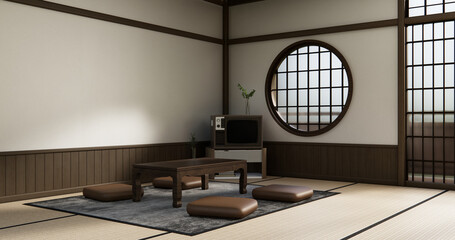 low table in living room Japanese style with decoration muji minimal. 3D rendering