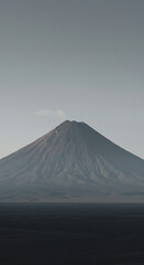 Majestic Volcanic Landscape Dramatic Mountain Peak in Desert Setting