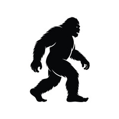 Elusive Sasquatch Silhouette vector Art & Illustration