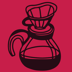 Coffee drawing, engraving, ink, line art, vector	