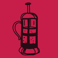 Coffee drawing, engraving, ink, line art, vector	