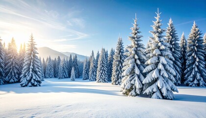 Winters frozen embrace snowy trees gleam