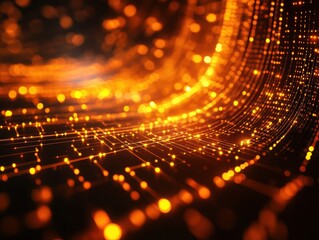 Fototapeta premium Glowing Orange Network Connections with Dots and Lines