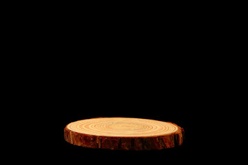 Wooden placemat isolated on black background 