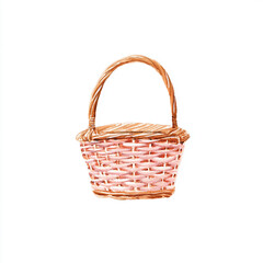 Watercolor Woven Basket Illustration A Charming Rustic Container for Flowers or Gifts Handcrafted with Delicate Detail