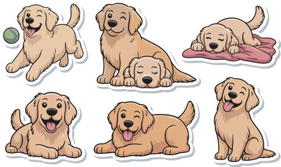 sticker pack of cute and funny golden