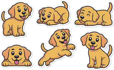 sticker pack of cute and funny golden
