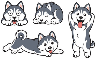sticker pack of cute and funny husky