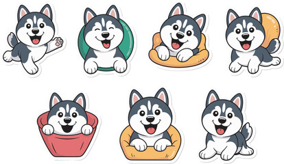 sticker pack of cute and funny husky