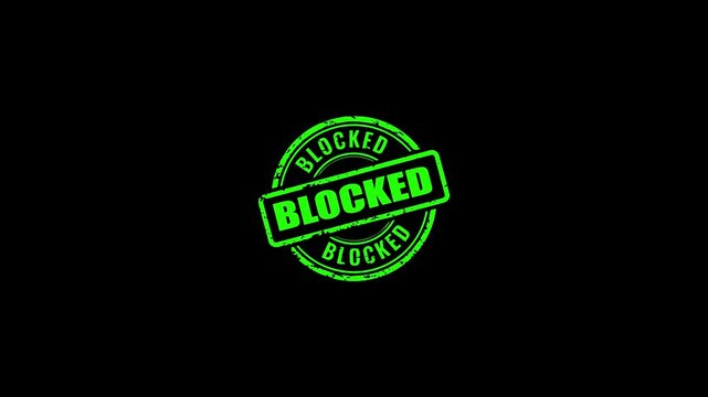 Animation of the blocked logo stamp to indicate rejection. Animated Blocked Rubber Stamp Icon.