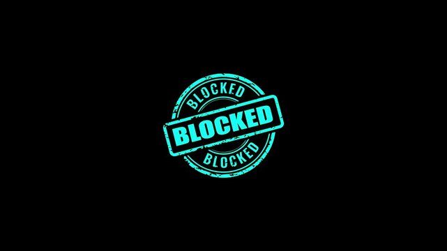 Animation of the blocked logo stamp to indicate rejection. Animated Blocked Rubber Stamp Icon.