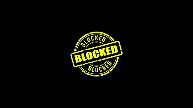 Animation of the blocked logo stamp to indicate rejection. Animated Blocked Rubber Stamp Icon.