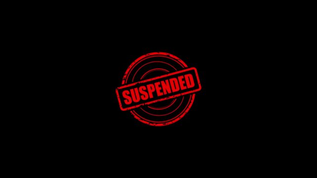 Animation of the suspended logo stamp to indicate rejection. Grunge red suspended word square rubber seal stamp zoom on background.	
