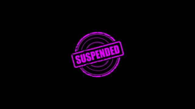 Animation of the suspended logo stamp to indicate rejection. Grunge red suspended word square rubber seal stamp zoom on background.	
