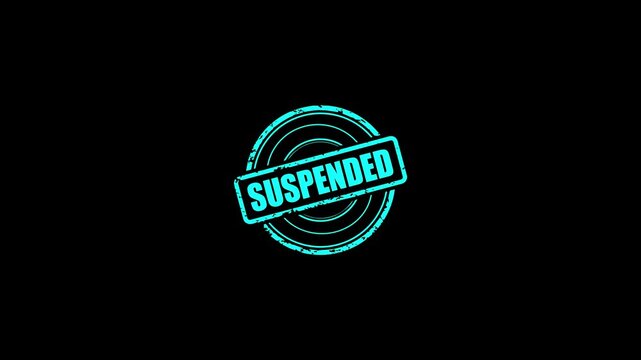 Animation of the suspended logo stamp to indicate rejection. Grunge red suspended word square rubber seal stamp zoom on  background.
