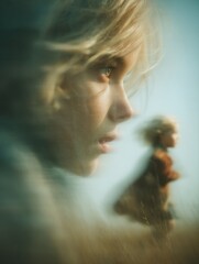 Dynamic portrait of a young girl in nature capturing emotion and innocence soft focus environment artistic perspective