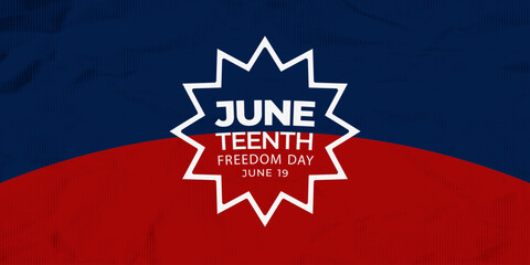 Juneteenth flag with crumpled paper retro texture, symbolic representation of the end of slavery in the United States. Freedom day, June 19. Vector illustration banner template, flyer, brochure, card