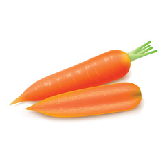 Fresh carrots isolated on white background