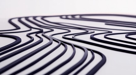 Abstract wavy lines, dark indigo on light gray