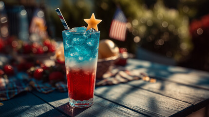 patriotic layered drink with american flag