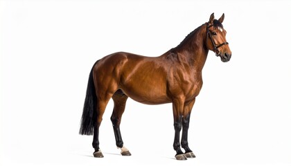 Obraz premium Realistic Horse Standing on White Background with Soft Studio Shadow