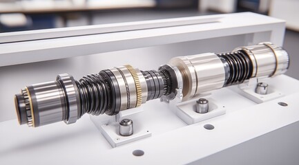 Precision mechanical components displayed