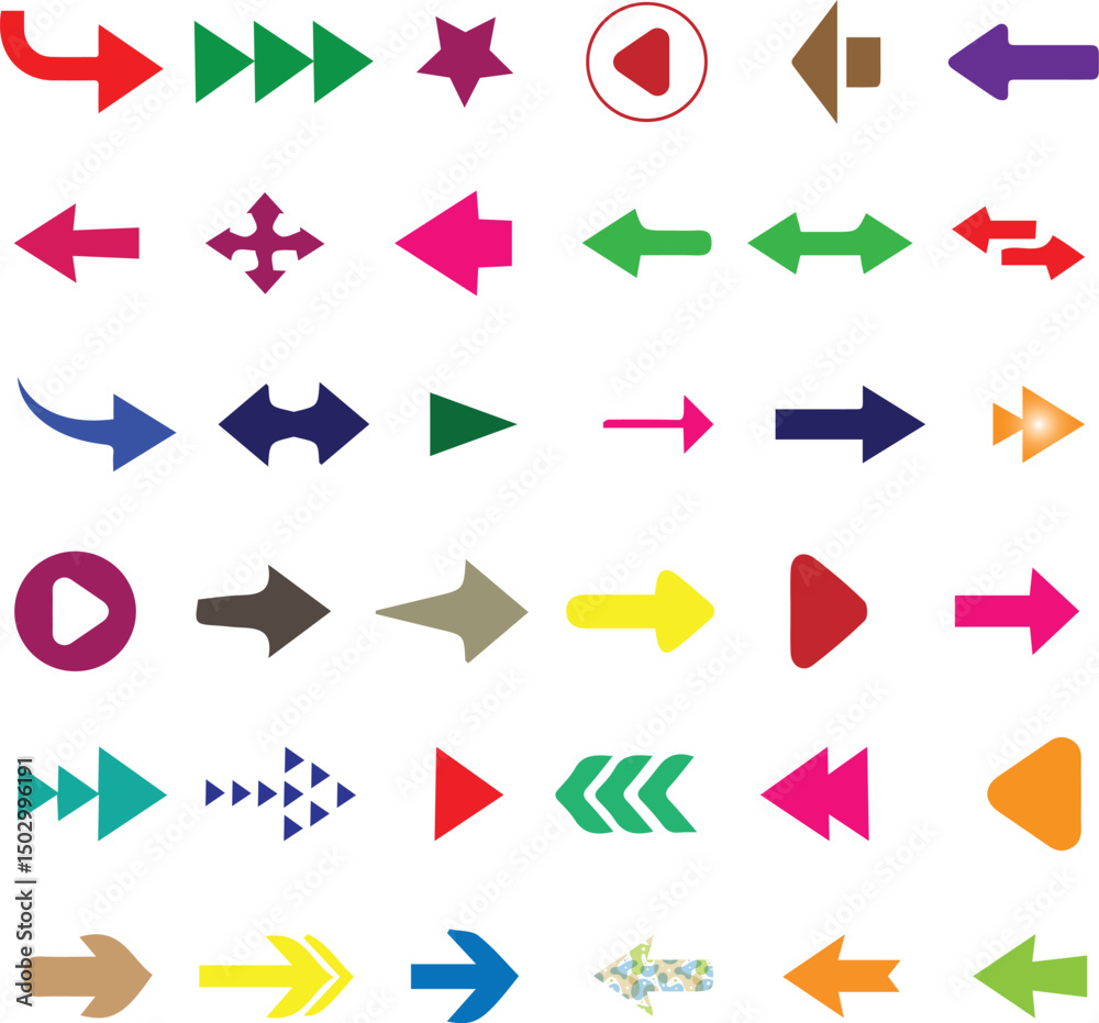 Poster colorful arrow icon. arrow icon. mega set of vector arrows. black vector arrows collection. cursor. 