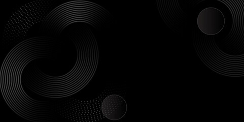 Abstract black background with circular gradient lines. Abstract futuristic dark line's gradient.