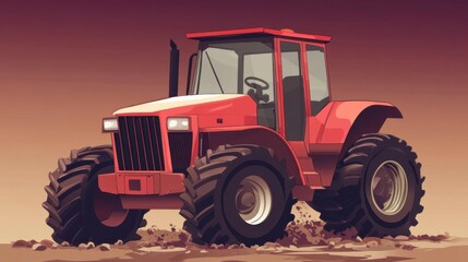 Obraz premium Powerful Farm Tractor in Mud