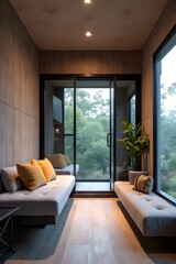 modern living room with fireplace