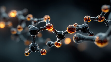 Blue molecular structure in cosmic void, symbolizing scientific exploration and discovery