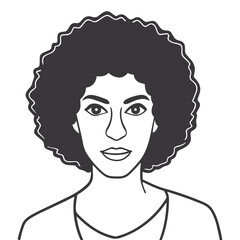 Curly Hair Woman – Bold Minimalist Black & White Portrait