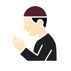 Man Praying in Islamic Style with Hands Raised for Worship Illustration