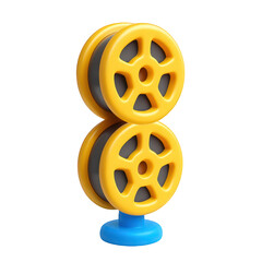 Playful Film Reel Icon 3D Render