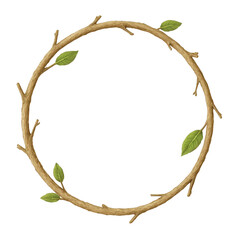 A circular design made of branches and leaves