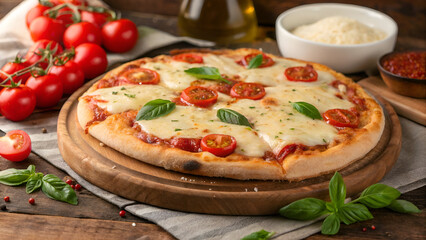 Classic Margherita Pizza with Melted Mozzarella – Italian Perfection