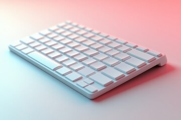 Keyboard on Display: A sleek keyboard, bathed in a gradient of vibrant color, presents a clean and modern interface, inviting a connection with technology.