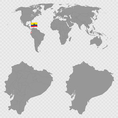 Ecuador Map Set with World Location.