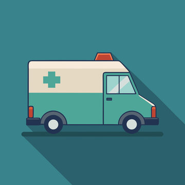 Minimal Cartoon Ambulance Vehicle Icon &ndash; Flat Emergency Transport Design
