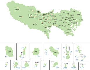 Fototapeta premium 東京都 地図 黄緑 斑点 イラスト