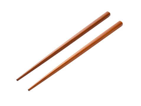 Two wooden chopsticks on a white background, a product photo for an e-commerce websit
