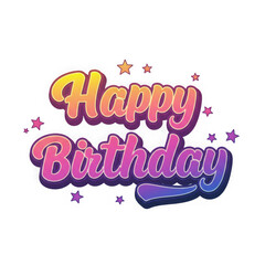 Happy birthday text with stars isolated on transparent background