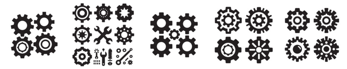 vector set of gear silhouette icons