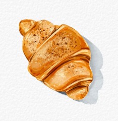 Watercolor croissant. Bakery. Food illustration 
