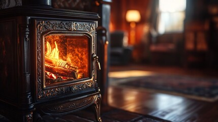 Wood burning stove flames