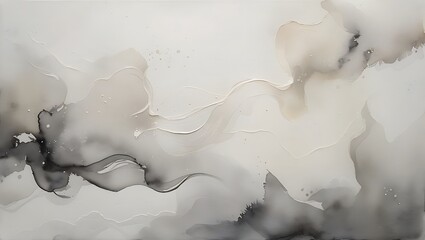 Obraz premium Abstract Ink Wash Painting Fluid Grey and Beige Tones