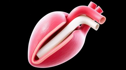 Heart Artery Blockage, Anatomical illustration of a human heart showcasing detailed structure and blood vessels.