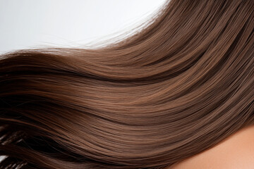 Fototapeta premium Brown wavy hair texture flowing on white background